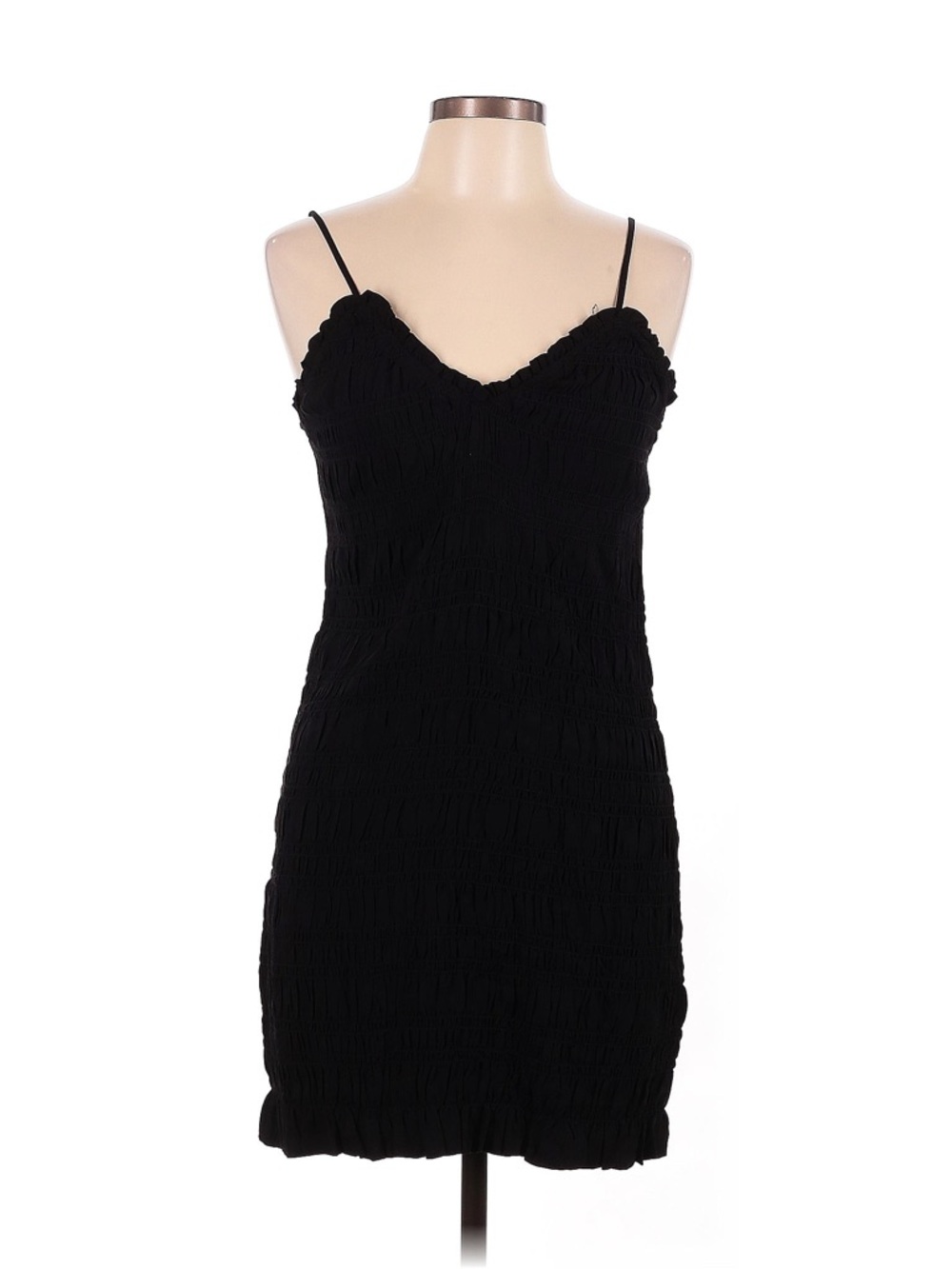NWT H&M Black Large Smocked Spaghetti-Strap Mini Dress
